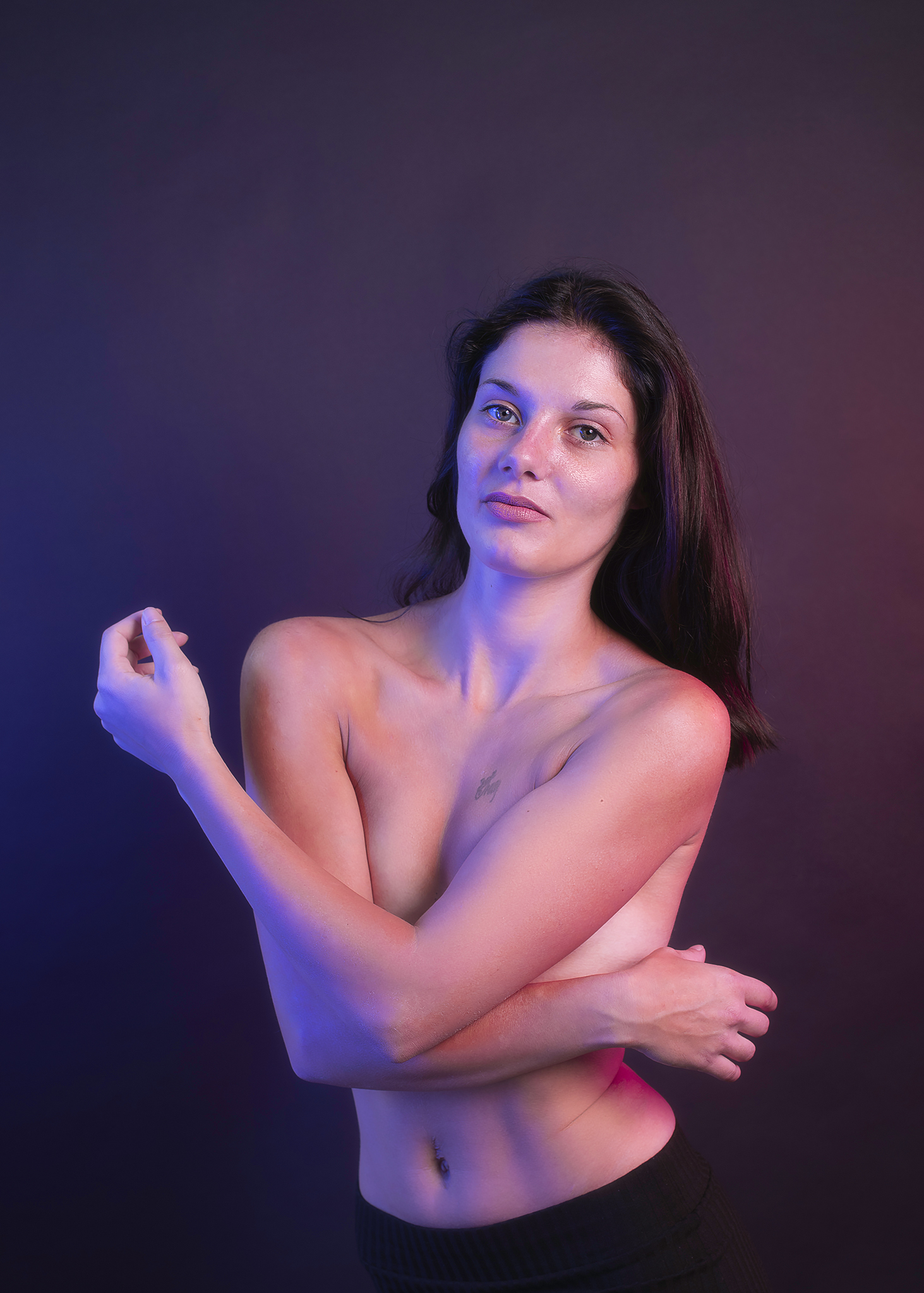 Photo, nu, studio, portrait, Calais, photo, topless, géléatine-couleurs, force